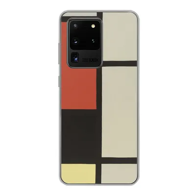 Produktbild von MuchoWow® Handyhülle Schutzhülle Hülle für Samsung Galaxy S20 Ultra Komposition mit rotem Quadrat, schwarz, blau - Piet Mondrian Silikon Softcase Handy Hülle - Karteninhaber