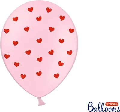 Immagine prodotto di Palloncini rosa con cuori rossi da 30 cm 1 pz.