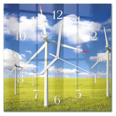 Produktbild von Tulup Glasuhr Wanduhr Küchenuhr Echt-Glas 30x30 cm Modern Dekorativ Geräuschlos Weiße Zeiger - Windpark