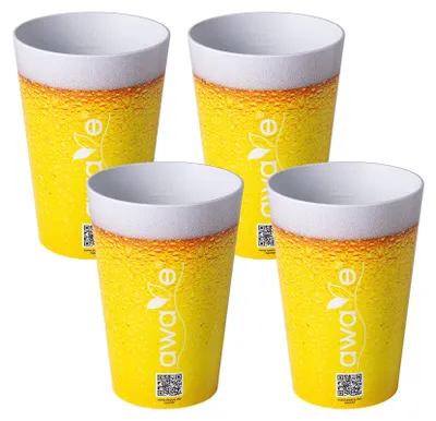 Produktbild von AWAVE® Trinkbecher 500 ml rPET Set 4-teilig, mit Eichstrich