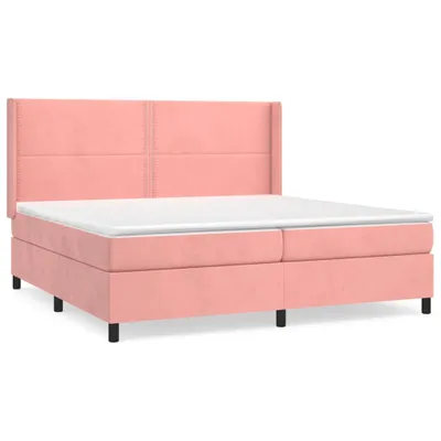 Image de vidaXL Lit boxspring avec matelas rose 200x200 cm velours