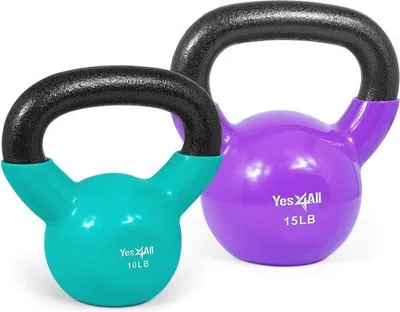 Produktbild von Famanu Kettlebell Set 2-20 kg - Vinylbeschichtete Gusseisen Kettlebells für das Home Gym