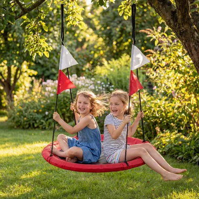 Produktbild von Outtec® Nestschaukel - bis 150 kg - Schaukel, Kinderschaukel, Netzschaukel, Hängeschaukel, Tellerschaukel - Garten, Terrasse, Balkon, Veranda