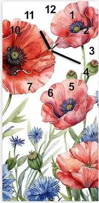 Produktbild von Wanduhr aus Glas mit Motiv Blumenwiese Kunstvoll- 30 x 60 cm - inkl. Aufhängesystem