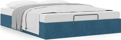 Produktbild von Ottoman-Bett ohne Matratze Dunkelblau 140x190 cm Samt