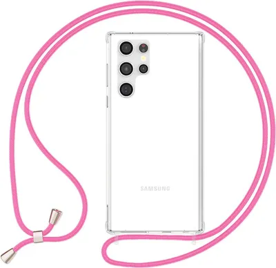 Produktbild von Klare Hülle mit Kette zum Umhängen für Samsung Galaxy S23 Ultra Pink