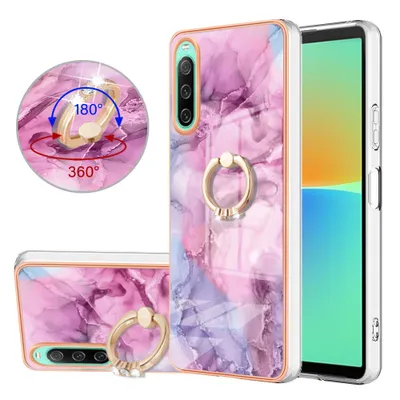 Immagine prodotto di Custodia per Sony Xperia 10 IV, custodia protettiva in silicone TPU a fantasia con supporto ad anello Rosa