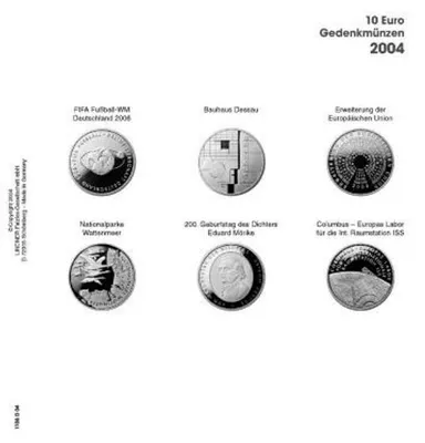 Produktbild von Lindner 1108D04 Vordruckblatt 10 Euro Gedenkmünzen 2004 Deutschland