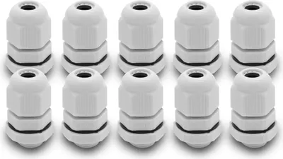 Produktbild von ARLI 10x Kabelverschraubungen IP68 Grau M12 x 1,5 mm mit metrischem Anschlussgewinde und Gegenmutter