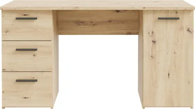 Produktbild von Schreibtisch >NET307< 3 Schübe, 1 Tür, Artisan Eiche Nachbildung - 138,2x75,3x60cm (BxHxT)
