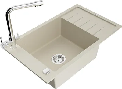 Image de Mexen Elias évier en granit 1 bac avec égouttoir et mitigeur Duero, Beige - 6511-69-671600-00