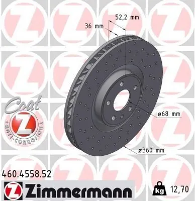 Produktbild von ZIMMERMANN Bremsscheibe Vorne Rechts für PORSCHE Macan (95B) 360mm 460.4558.52