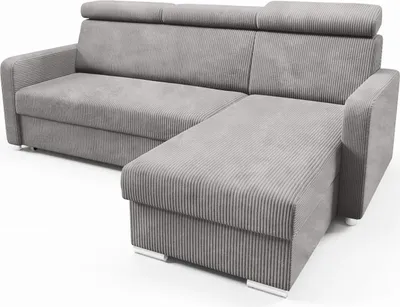 Zdjęcie produktu dla LIKMA Narożnik 213 cm Chłodny Beż Rozkładany MAKO Kształt L z Funkcją Spania (190x125 cm) i Pojemnikiem na Pościel Sofa z Regulowanymi Zagłówkami