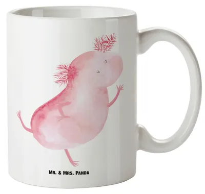 Produktbild von Mr. & Mrs. Panda Haferl Axolotl Tanzen - Weiß - Geschenk, Molch, Teebecher, weisse tasse, steingut, Große Teetasse, Beste Freundin, Freudig, jumbotasse, Riesenkaffeetasse