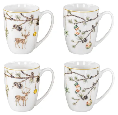 Produktbild von Weihnachtstassen 4er Set Becher Porzellan 350ml Weihnachten Kaffee Tee Getränk