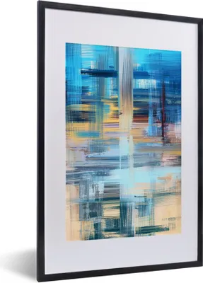 Produktbild von MuchoWow® Gerahmtes Poster Ölfarbe - Abstrakt - Malerei 40x60 cm - Poster mit Schwarzem Bilderrahmen Wandposter Rahmen Foto Bilder - Poster in Rahmen