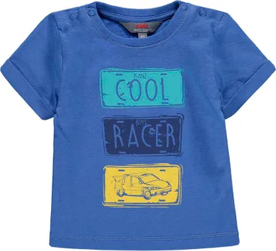 Produktbild von Kanz Jungen weiches Kurzarm T-Shirt aus Baumwolle in Weiß mit Auto-Aufdruck