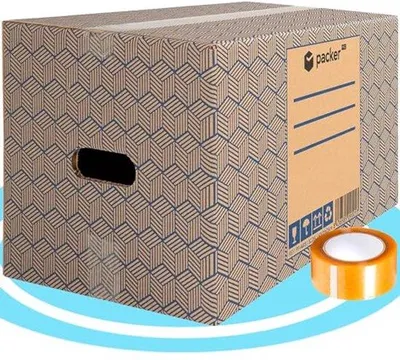 Produktbild von Famanu Umzugskartons Paket mit 10 Kartons und Klebeband – 430 x 300 x 250 mm