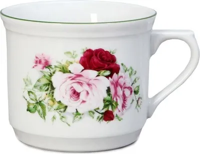 Produktbild von Thun 1794 Großer Becher Kocher, rosa - grüner Rand, 0,63 l, Thun