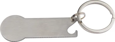 Produktbild von Metall-Schlüsselanhänger mit Einkaufschip, Flaschenöffner und Schlüsselring