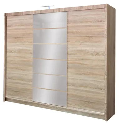 Produktbild von Masseno Schiebetürenschrank SHYVANA 250/215/61 cm 3-türig mit Spiegel Sonoma Eiche