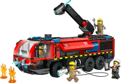 Produktbild von LEGO City Flughafenlöschfahrzeug - Spielzeug  Einsatzfahrzeug - Modellbau mit 4 Feuerwehr Minifiguren - Geburtstagsgeschenk für Jungen ab 7 Jahren und Technikfans - 60499