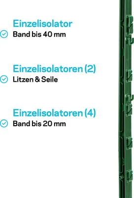 Produktbild von 10x Pulsara Kunststoff-Weidezaunpfahl - 1,55 m grün