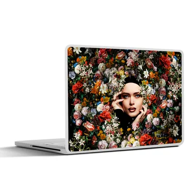 Produktbild von MuchoWow® Laptop Aufkleber Sticker Cover Blume - Frauen - Porträt - Botanisch 25x18 cm - Laptop-Deko