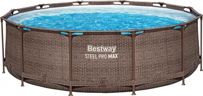 Produktbild von Steel Pro MAX™ Solo Pool ohne Zubehör Ø 366 x 100 cm, Rattan-Optik (Schokobraun), rund