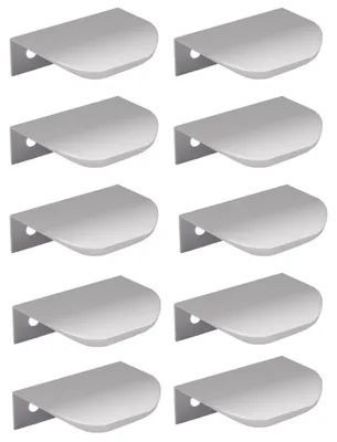 Productafbeelding van 10 x Handgreep voor kastdeuren, 50 mm, zilver, afgeronde handgreep voor kasten