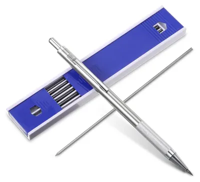 Produktbild von Druckbleistift 2,0 mm Vollmetall mit Griffstück und Minenspitzer 12 Minen 2B