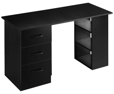Immagine prodotto di Scrivania Moderna con 3 Cassetti e 3 Ripiani per Camera e Ufficio 120x49x72 cm in Legno Nero