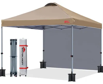 Immagine prodotto di Tenda da campeggio 2,5 x 2,5 metri con sistema di ventilazione e una parete laterale, colore kaki