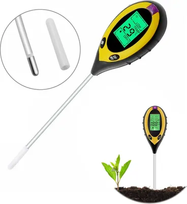 Produktbild von 4 in 1 PH Wert Tester Bodentester mit LCD Display Bodenmessgerät,Für pH-Wert,Licht,Feuchtigkeit und Temperatur,Pflanzentester