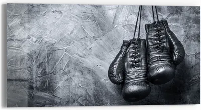 Produktbild von DEQORI Glasbild Echtglas 60x30 cm 'Antike Boxhandschuhe' Wandbild Bild modern Deko