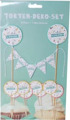 Produktbild von Tortendeko-Set Schulanfang 9-teilig Einschulung Deko Kuchen