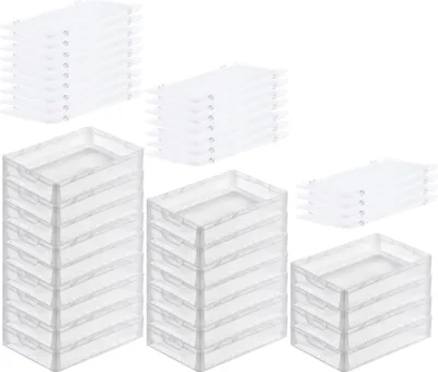 Produktbild von SuperSparSet 20x Transparenter Eurobehälter LightLine mit offenem Griff und Scharnierdeckel | HxBxT 12x40x60cm | 24 Liter | Eurobox, Transportbox, Transportbehälter, Stapelbehälter