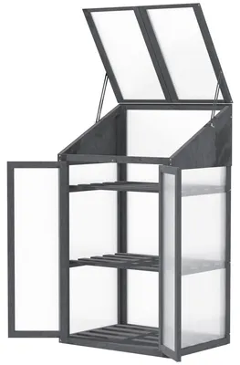 Immagine prodotto di Mini serra per piante - Serra in legno | Colore: Grigio | Dimensioni: 50x70x120 cm