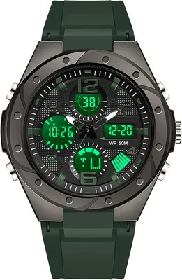 Zdjęcie produktu dla Cyfrowy sportowy zegarek damski z podświetleniem LED, budzikiem, chronometrem, wodoodporny do 5 ATM, zegarek na rękę z cyfrowym i analogowym wyświetlaczem dla nastolatek