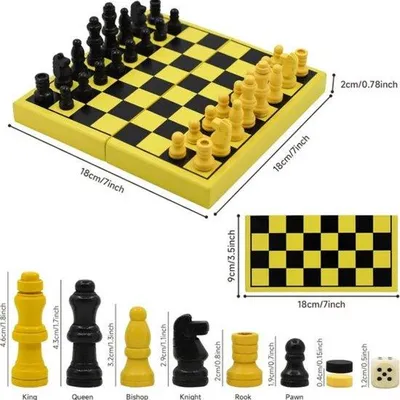 Productafbeelding van Famanu Schaken 3-in-1 Set - Opvouwbaar, met magnetische stukken