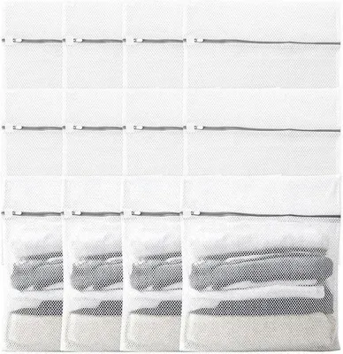 Obrázek produktu pro 12 kusů velkých prádlových pytlů, rozměry 50 x 60 cm, prádlo na praní do pračky se zipem, síťové prádlo na kabáty a pláště