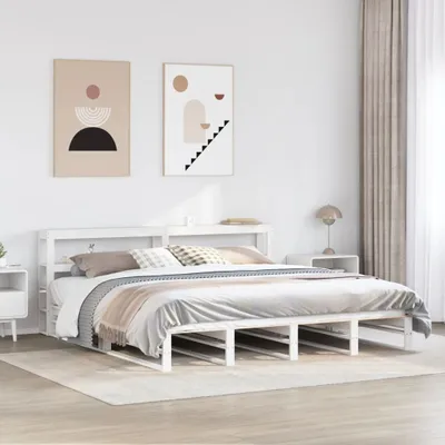 Productafbeelding van Maison Exclusive - Massief houten bed zonder matras, wit, 200x200 cm, van grenenhout