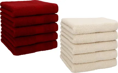 Produktbild von Betz 10 Stück Seiftücher 30x30 cm PREMIUM 100% Baumwolle  Farbe:  rubinrot und sand