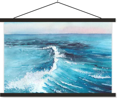 Produktbild von MuchoWow® Textilposter Golf - Meer - Aquarell 150x100 cm mit schwarzem Rahmen - Schlafzimmer
