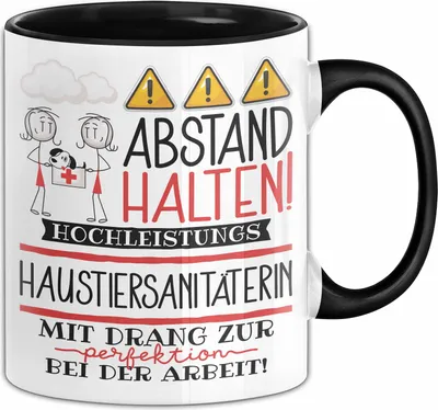 Produktbild von Haustiersanitäterin Tasse Geschenk Lustig Abstand Halten Hochleistungs-Haustiersanitäterin Mit Drang Zur Perfektion Bei Der Arbeit (Schwarz)