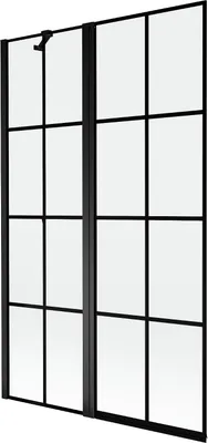 Produktbild von Mexen Mist Duschwand 2-flügelig links 110 x 150 cm, schwarzes Gitter, schwarz - 8A9-110-011-70-77-L