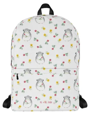 Produktbild von Mr. & Mrs. Panda Rucksack Chinchilla Blume - Weiß - Geschenk, Glücklichsein, Laptoprucksack, Schulrucksack, Chinchillas, Büroalltag, Büro, Business-Rucksack, Backpack