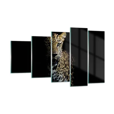 Produktbild von Bilder auf glas - 5 Teile - Schattig Leopard Panther - 100x60cm - Glasbilder - Wandbilder - Bilder - zum Aufhängen bereit - Wanddekoration aus Glas - Glas Bilder - Wandbild auf Glas - GEG100x60-4585