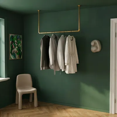 Immagine prodotto di Asta appendiabiti a soffitto, design industriale in oro