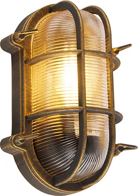 Produktbild von QAZQA - Industrie I Vintage I Außen Wand- und Außen Deckenleuchte I Deckenlampe I Lampe I Leuchte Gold I Messing I Messing oval IP44 - Noutica I Außenbeleuchtung - Aluminium Oval - LED geeignet E27